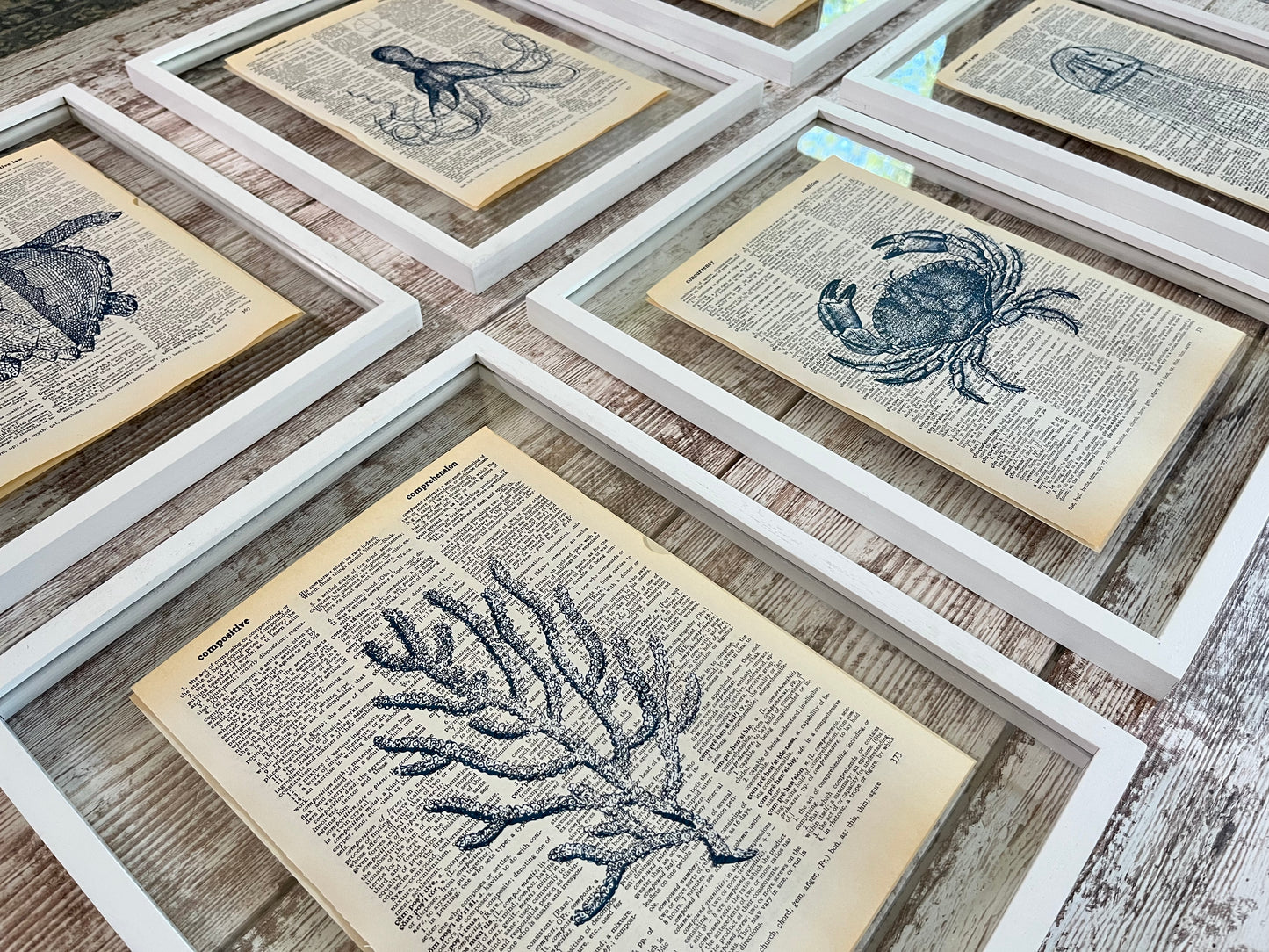 Ocean Vintage Dictionary Collage Prints, Set of 6