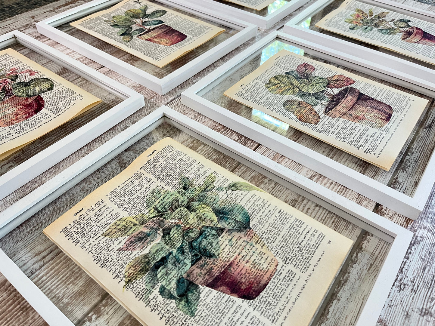 House Plant Vintage Dictionary Collage Prints, Set of 6