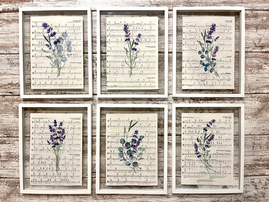 Lavender Eucalyptus Sheet Music Prints, Set of 6