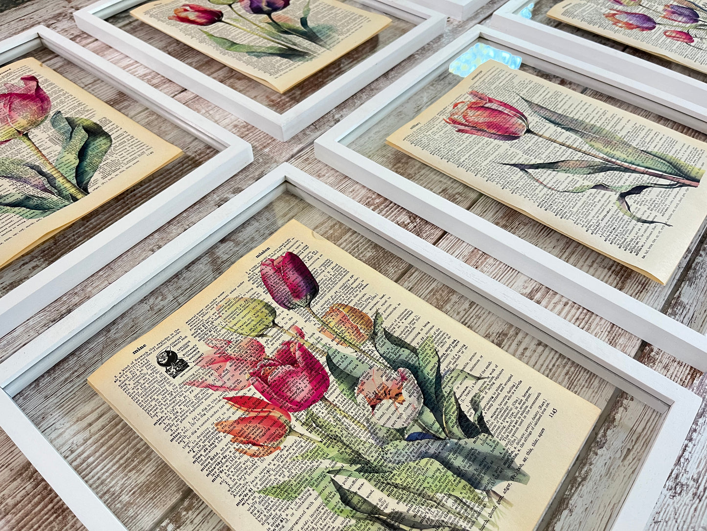 Tulip Vintage Dictionary Collage Prints, Set of 6