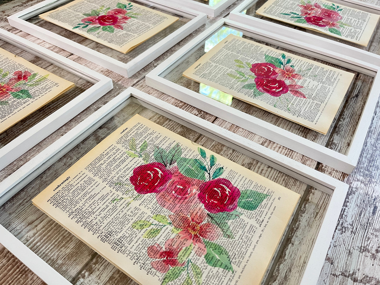 Pink Rose Collage Prints, Set of 6