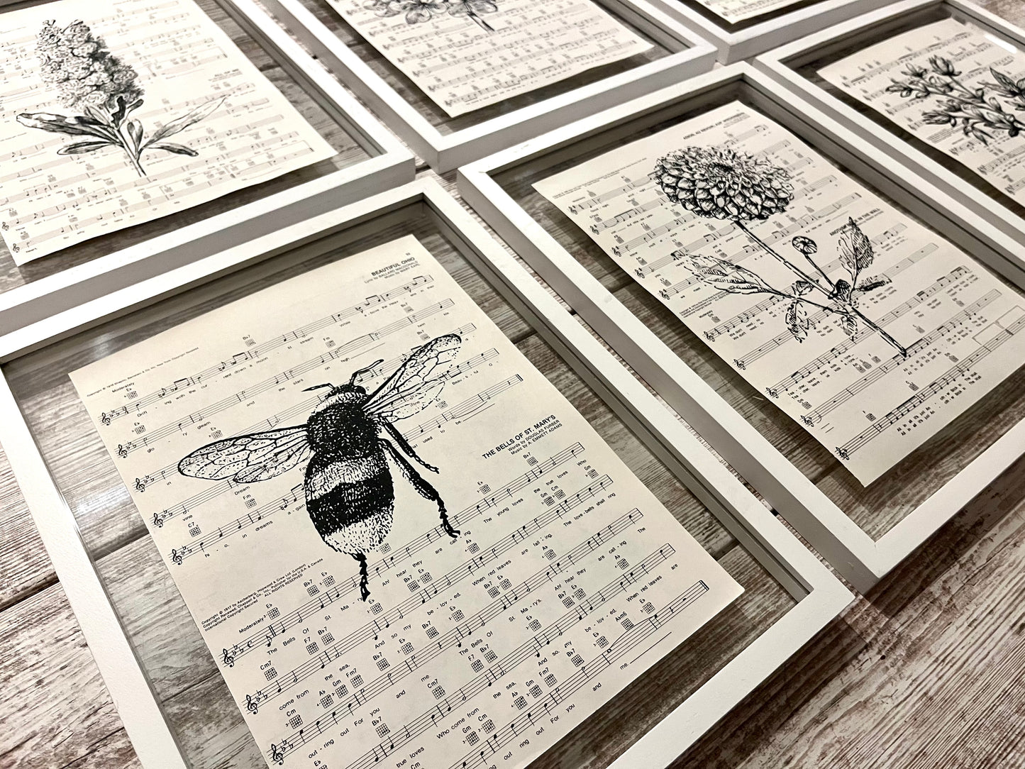 Botanical Sheet Music Prints, Set of 6