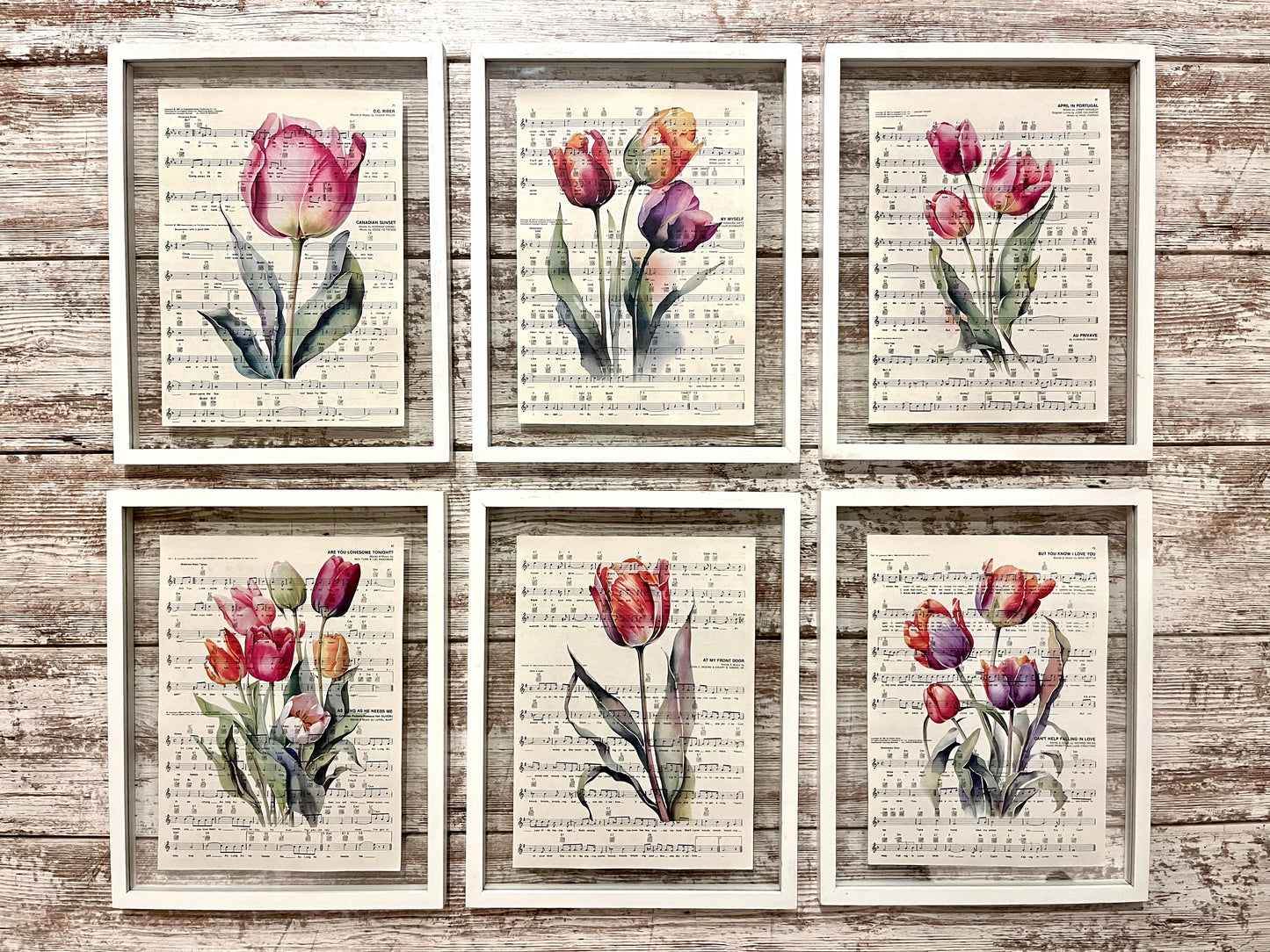 Tulip Sheet Music Prints, Set of 6