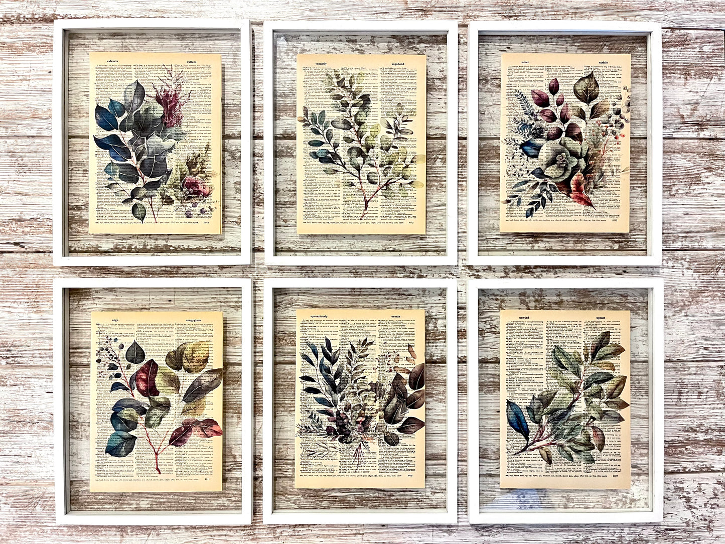 Botany Vintage Dictionary Collage Print, Set of 6