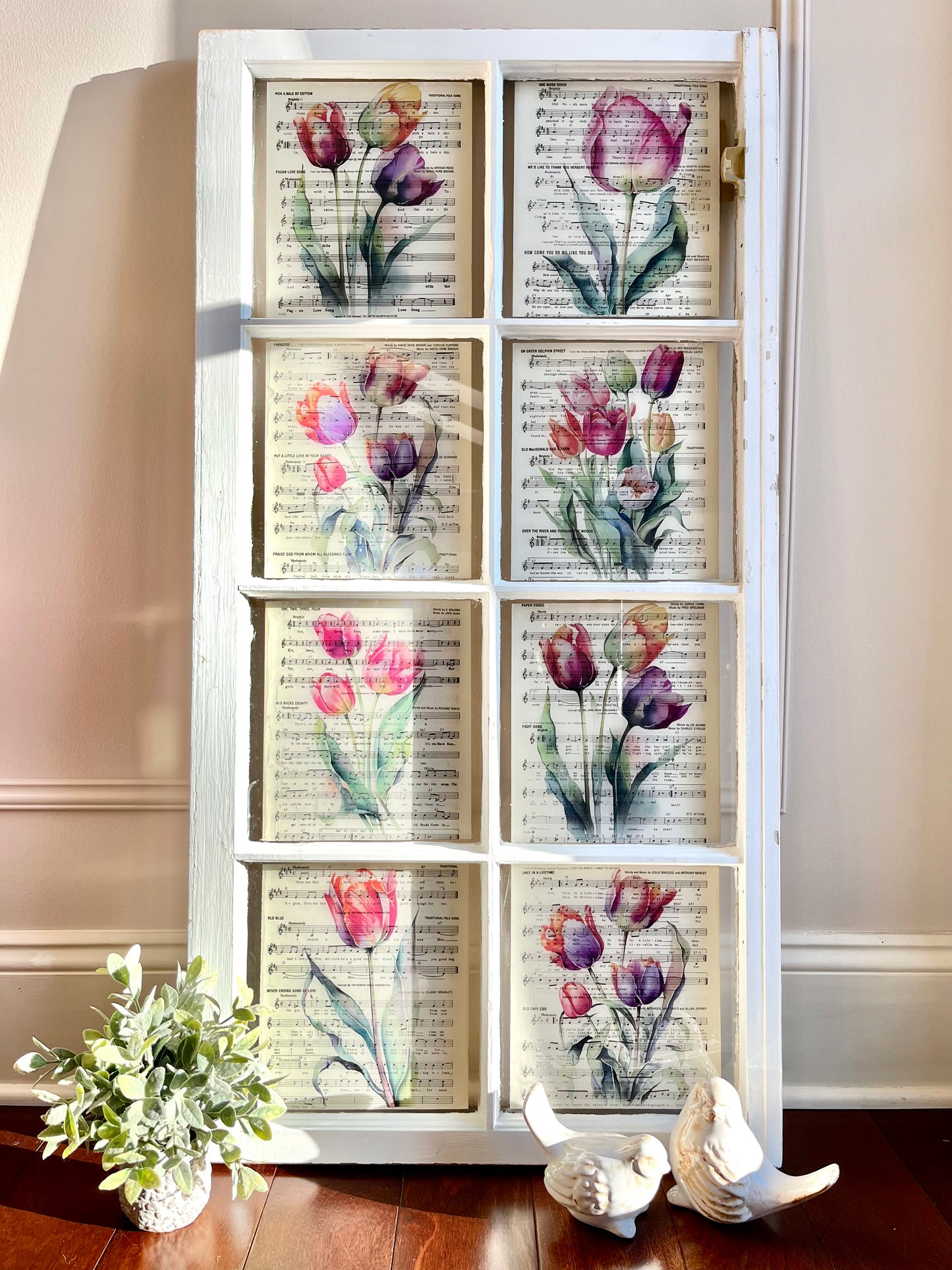 Tulip 8 Pane Vintage Wood Window