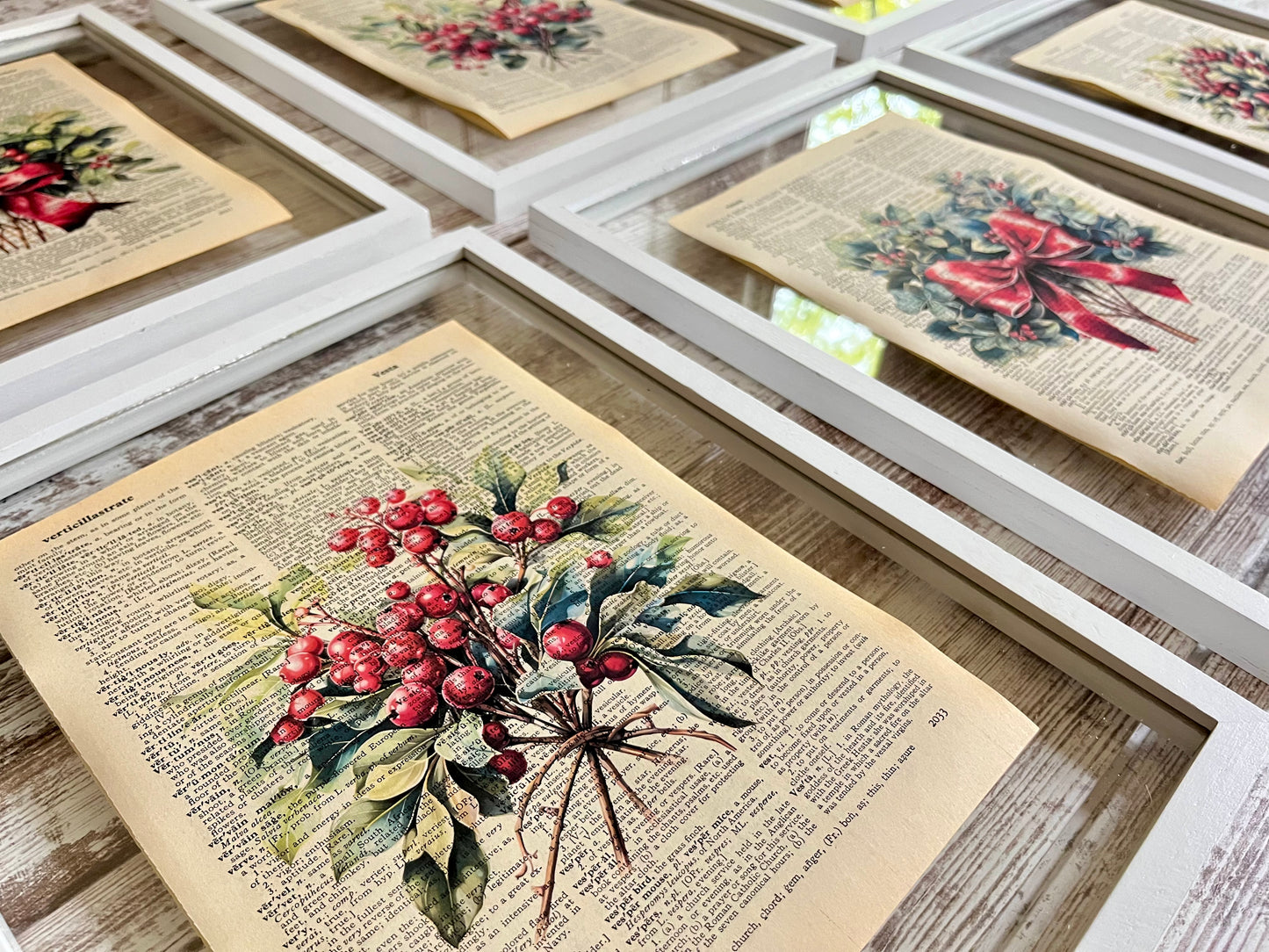 Mistletoe Vintage Dictionary Holiday Collage, Set of 6