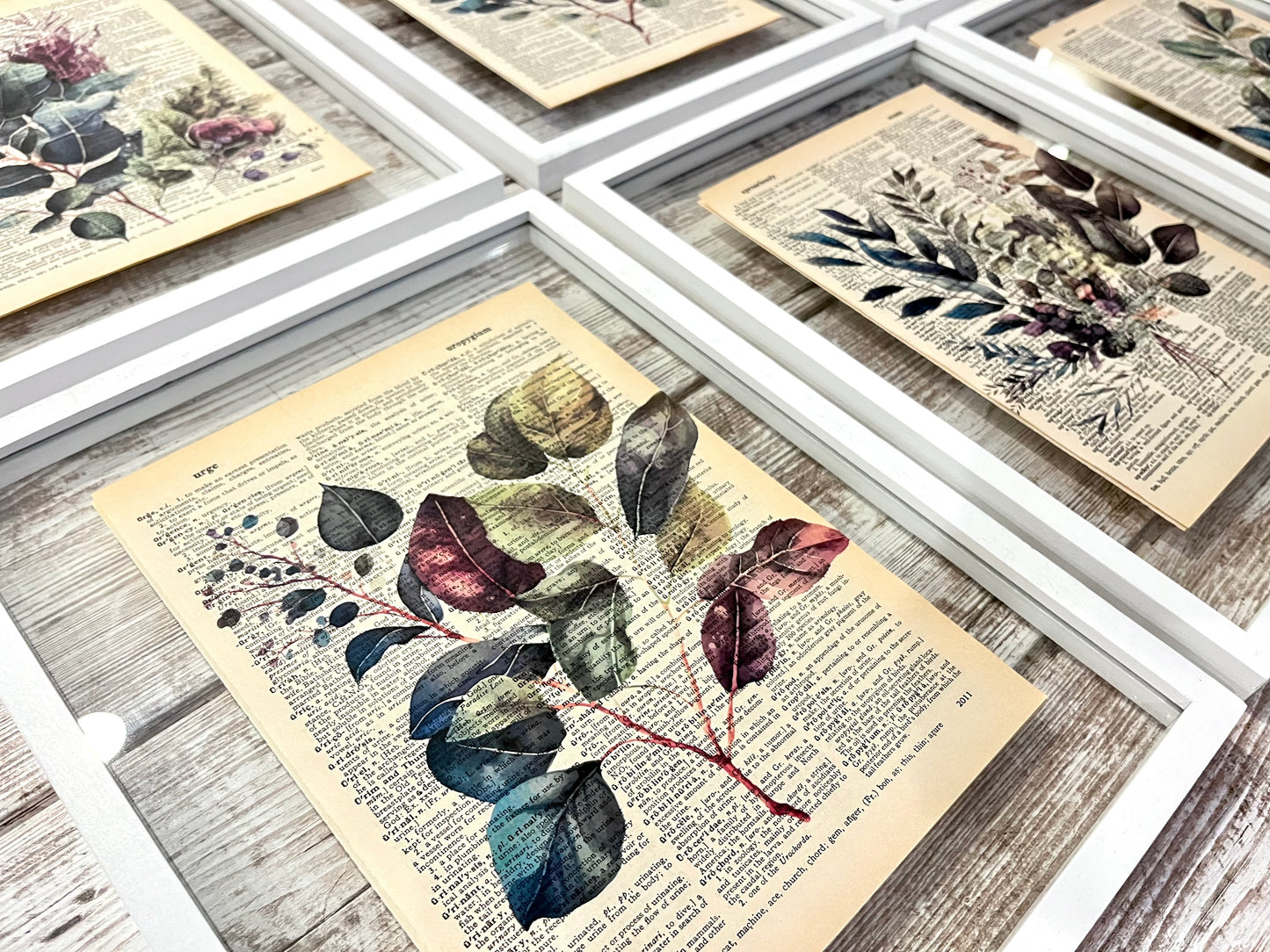 Botany Vintage Dictionary Collage Print, Set of 6