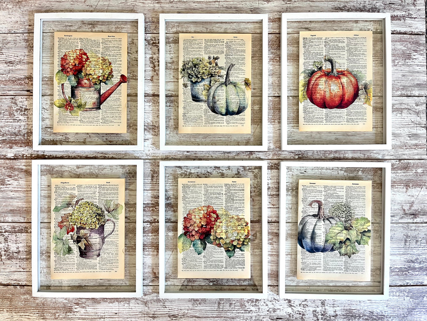 Rustic Fall Vintage Dictionary Holiday Collage, Set of 6