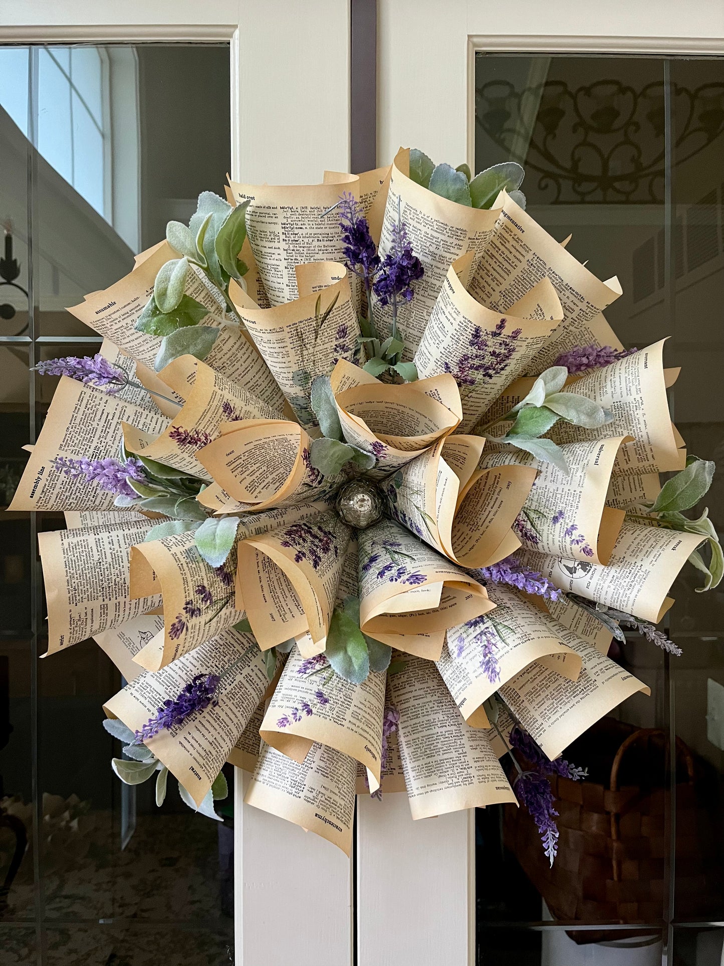 24” Lavender Eucalyptus Vintage Dictionary Page Wreath