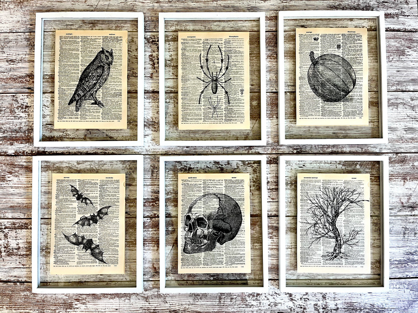 Spooky Halloween Vintage Dictionary Holiday Collage, Set of 6